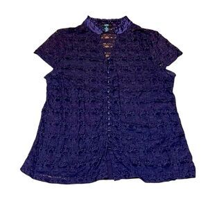 Alfani Woman  Lace Top/Cami, Purple, 1X